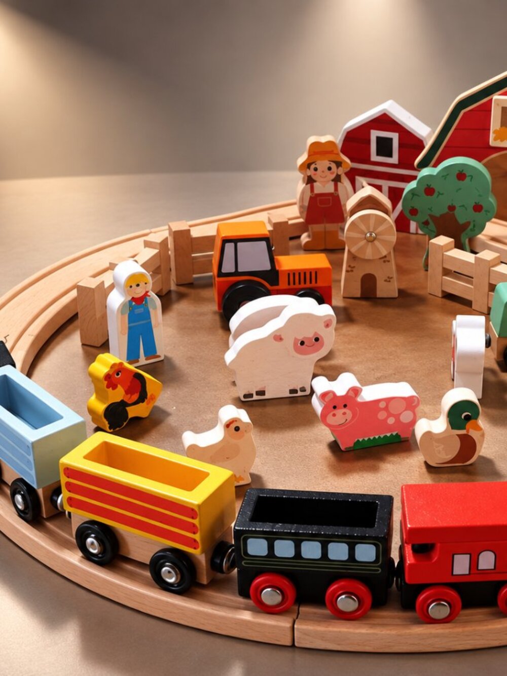 Wooden Magnetic Train Track Farm Set Animals Barn Trains Figures Mixed Lot